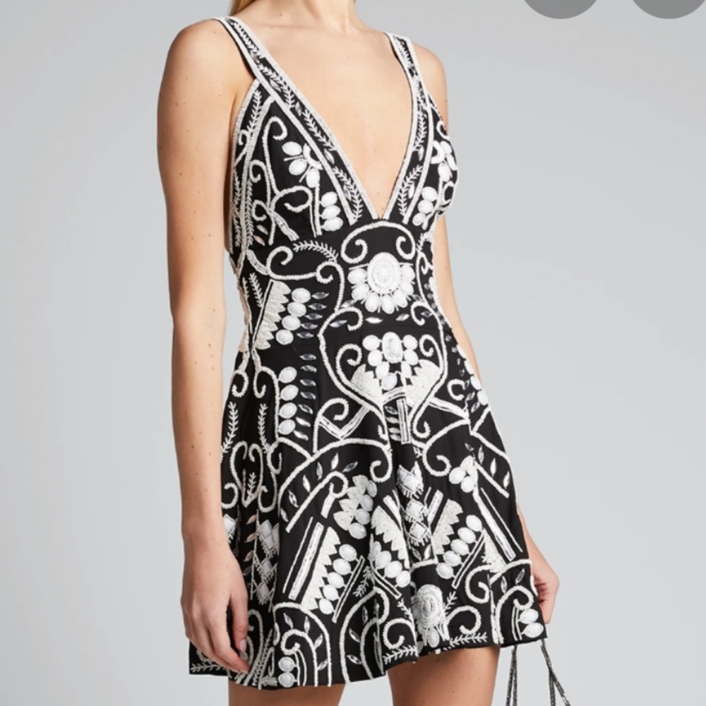 Alexis ‘Jerza’ Beaded Plunging Mini Dress S M NWT